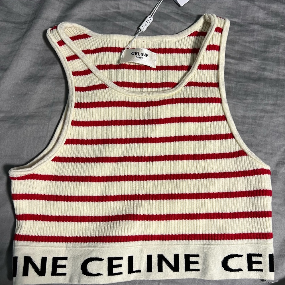 Ce*line Black and White Striped Women's Top